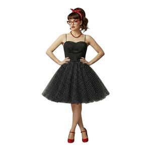 Vintage 80s 90s ONYX NITE Polka Dot Rockabilly Strap Midi Full Circle Dress Sz 6